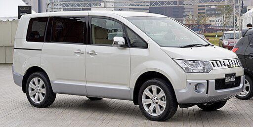 White Mitsubishi Delica in car park